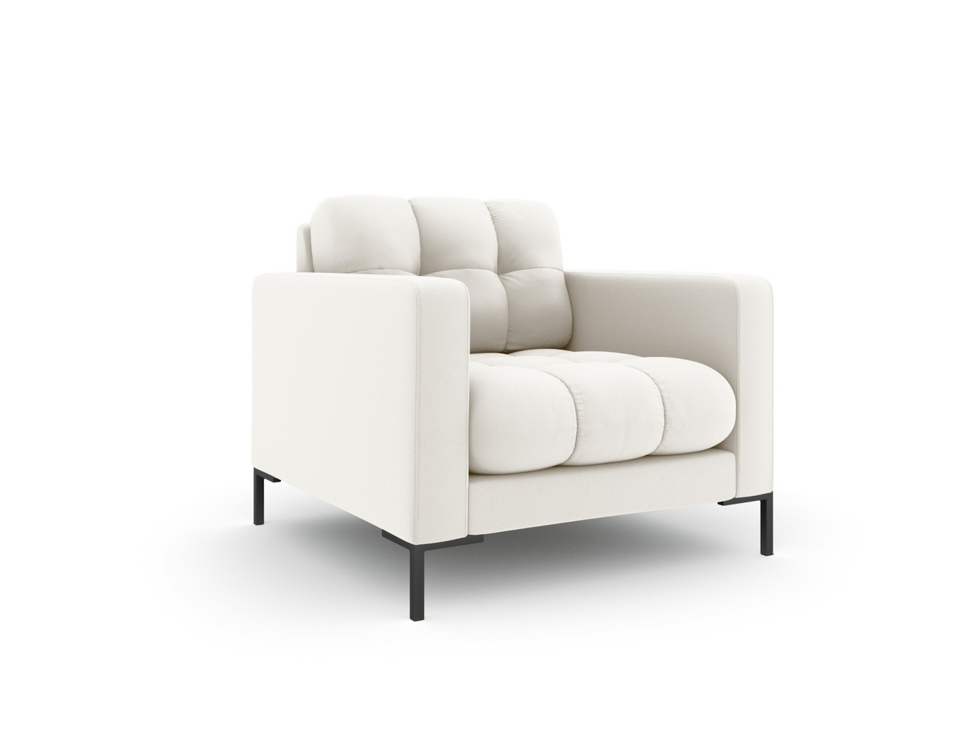 Cosmopolitan Design lenestol, "Bali", 1-seter, 87 × 96 × 75 cm, Neve, svarte metallben