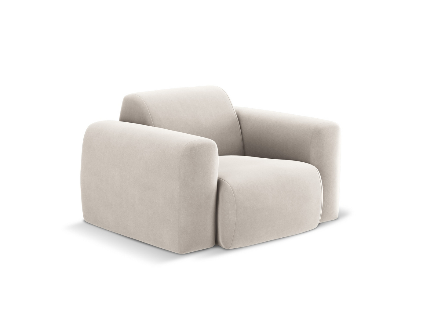 Cosmopolitan Design fløyelslenestol, "Nolio", 1-seter, 105 × 95 × 72 cm, Casino, svarte plastben