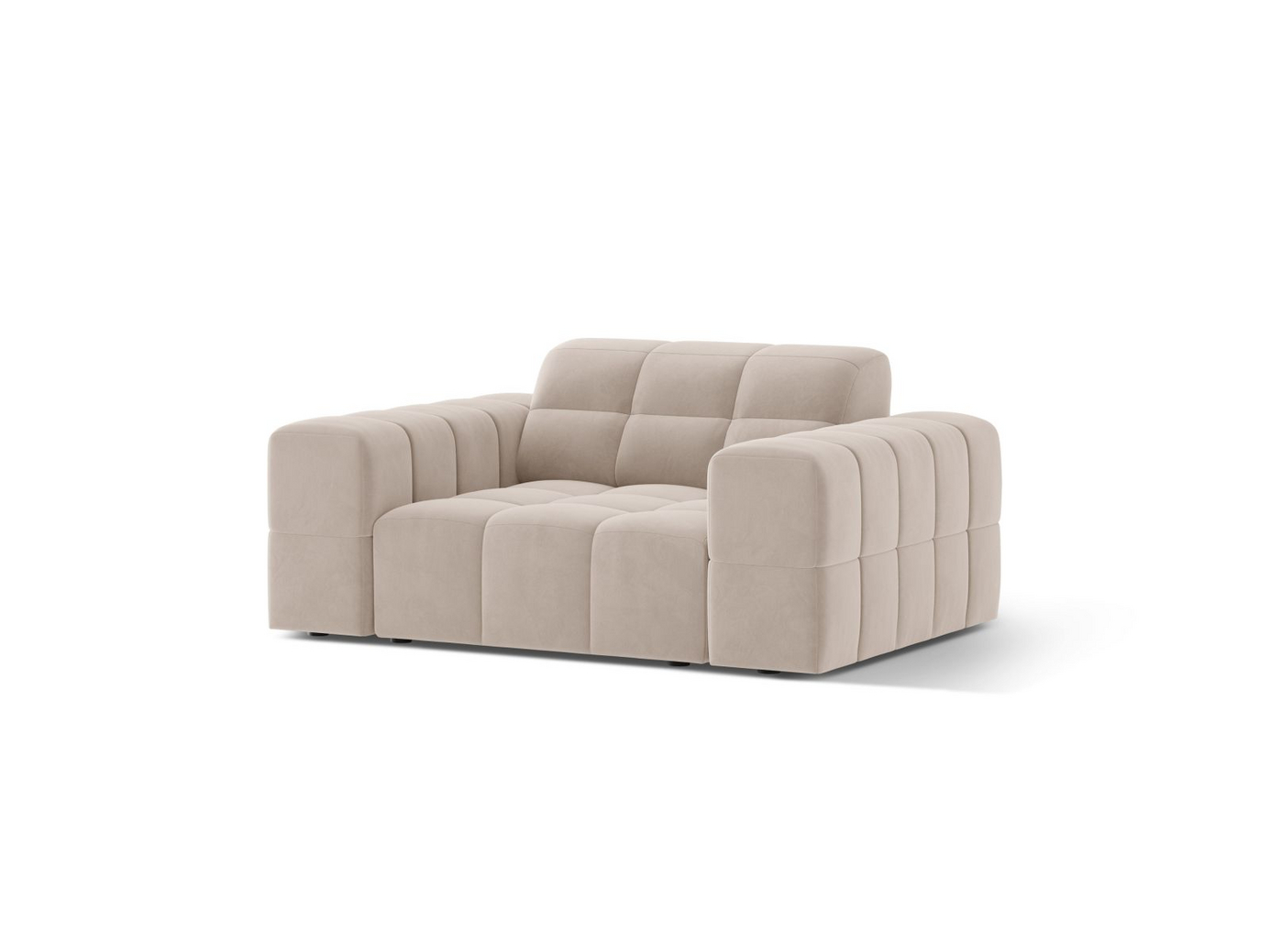Cosmopolitan Design fløyelslenestol, "Chicago", 1-seter, 132 × 102 × 78 cm, Venus, svarte plastben