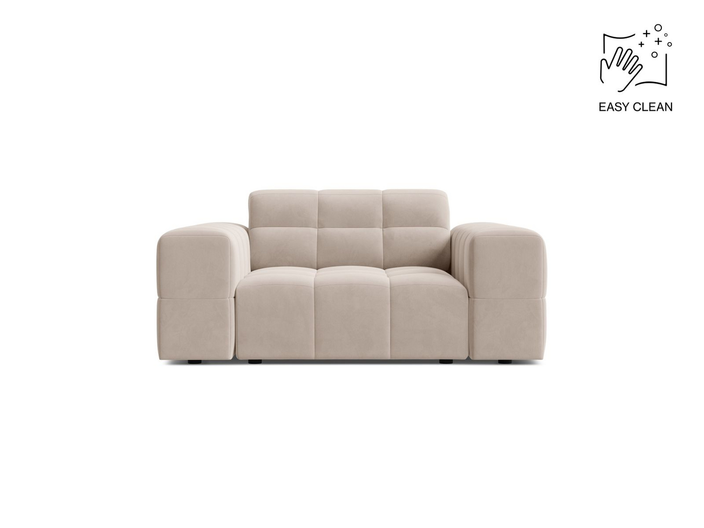 Cosmopolitan Design fløyelslenestol, "Chicago", 1-seter, 132 × 102 × 78 cm, Venus, svarte plastben