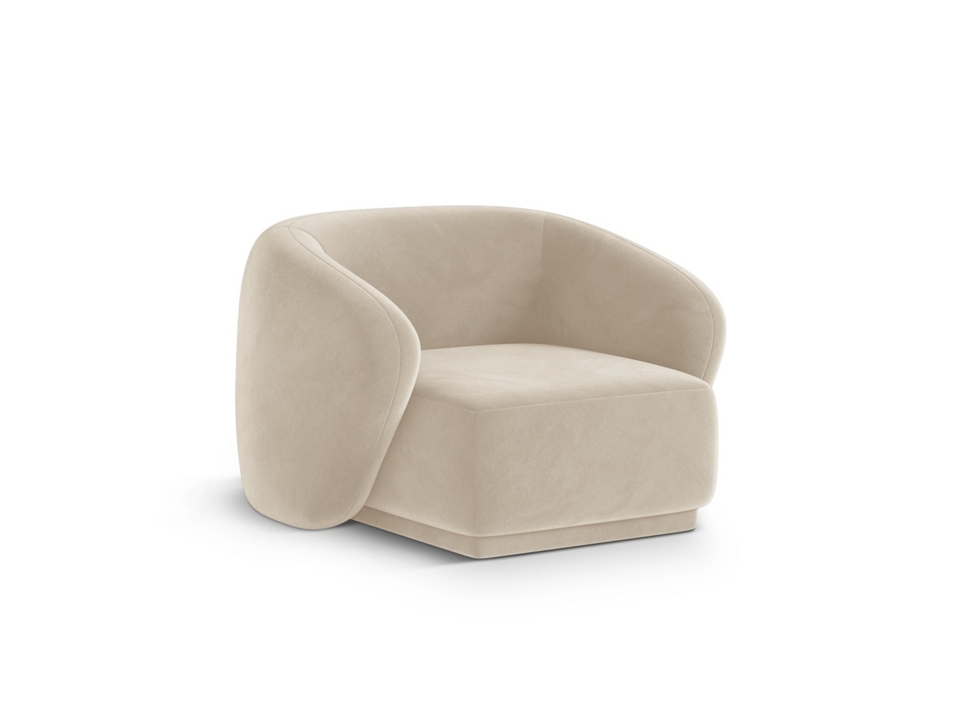 Cosmopolitan Design fløyelslenestol, "Gomera", 1-seter, 93 × 90 × 74 cm, Salvador, svarte plastben