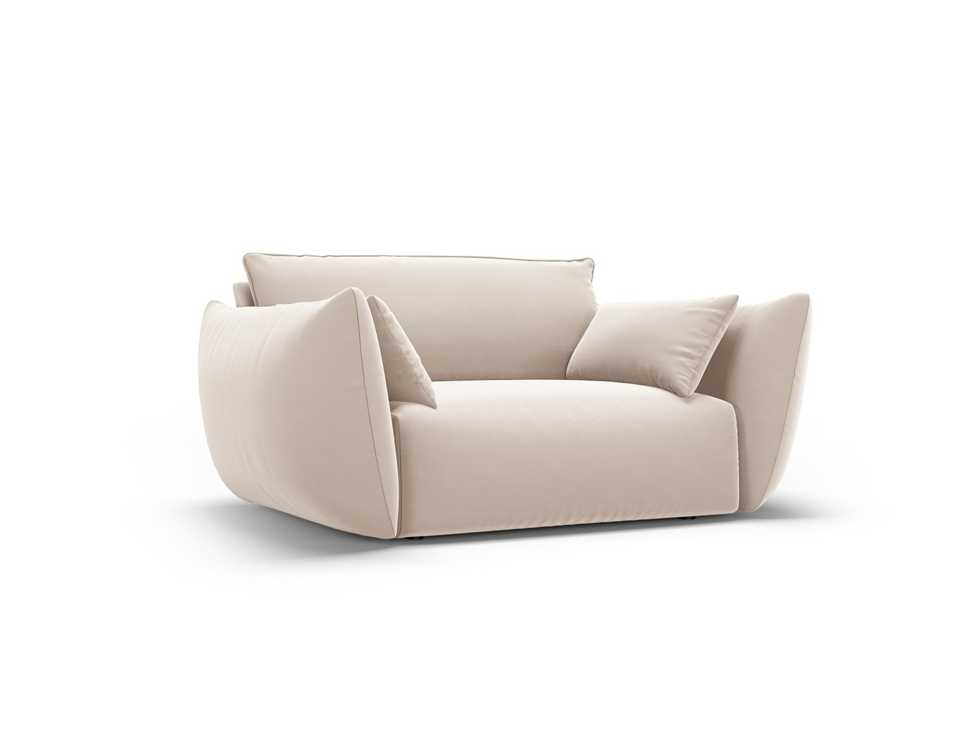 Cosmopolitan Design fløyelslenestol, "Matera", 1-seter, 128 × 110 × 85 cm, Salvador, svarte plastben