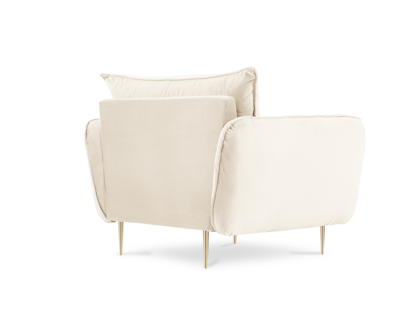 Cosmopolitan Design fløyelslenestol, "Vienna", 1-seter, 97 × 94 × 95 cm, Bluvel, gullfargede metallben