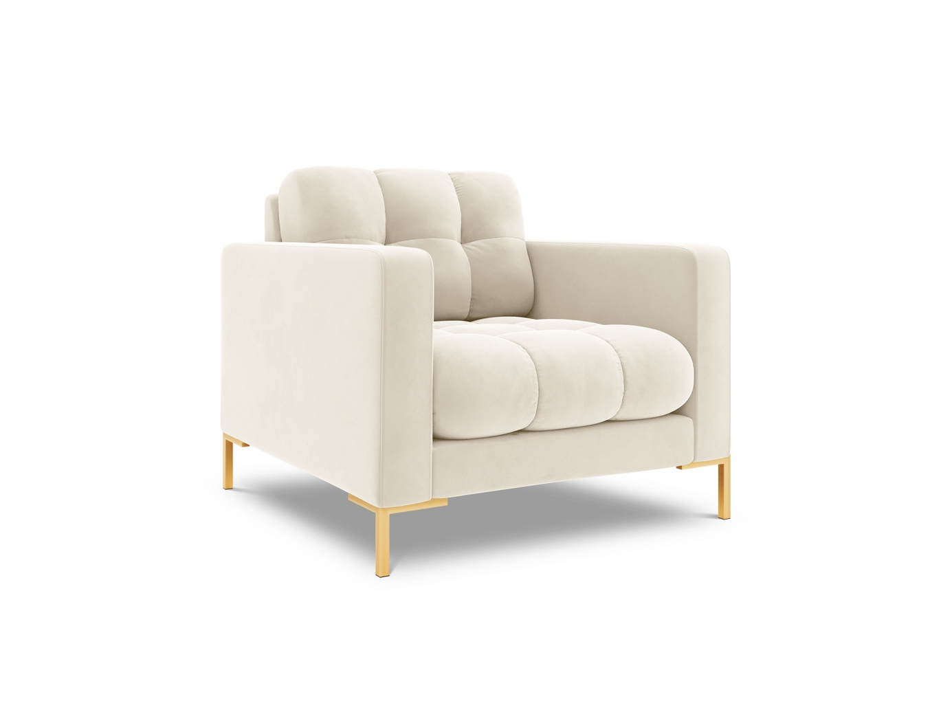 Cosmopolitan Design fløyelslenestol, "Bali", 1-seter, 87 × 96 × 75 cm, Bluvel, gullfargede metallben
