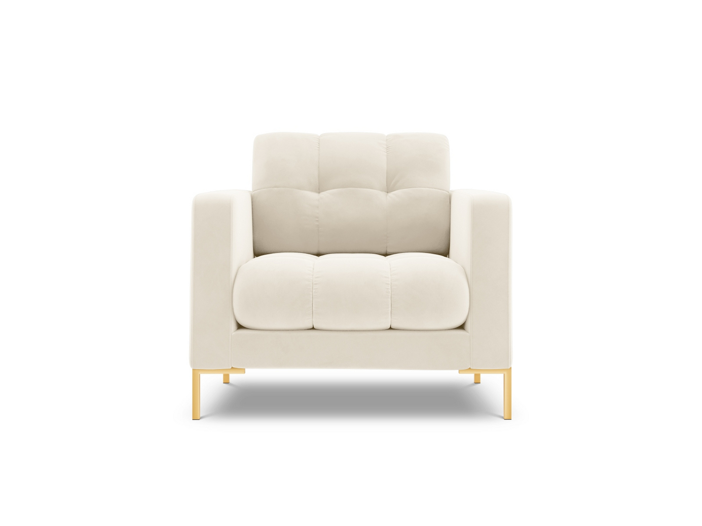 Cosmopolitan Design fløyelslenestol, "Bali", 1-seter, 87 × 96 × 75 cm, Bluvel, gullfargede metallben