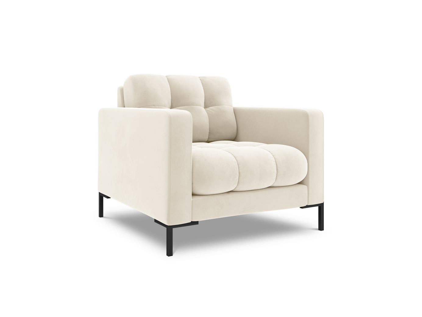 Cosmopolitan Design fløyelslenestol, "Bali", 1-seter, 87 × 96 × 75 cm, Bluvel, svarte metallben
