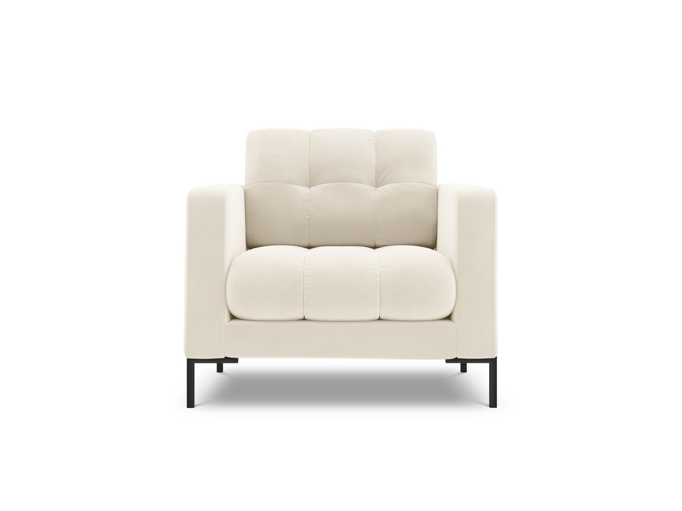 Cosmopolitan Design fløyelslenestol, "Bali", 1-seter, 87 × 96 × 75 cm, Bluvel, svarte metallben