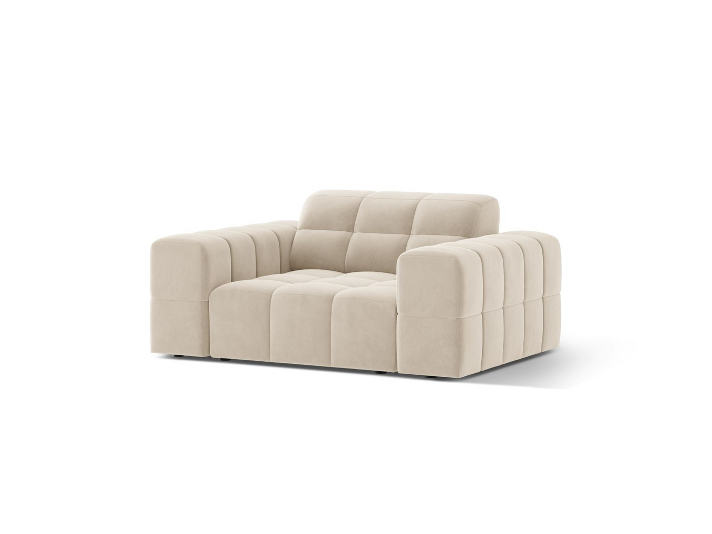 Cosmopolitan Design fløyelslenestol, "Chicago", 1-seter, 132 × 102 × 78 cm, Bluvel, svarte plastben