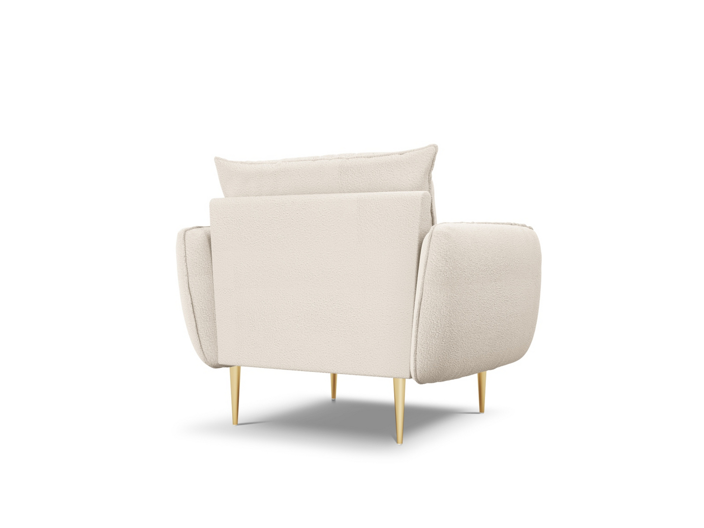Cosmopolitan Design bouclé-lenestol, "Vienna", 1-seter, 97 × 94 × 95 cm, Ascot, gullfargede metallben