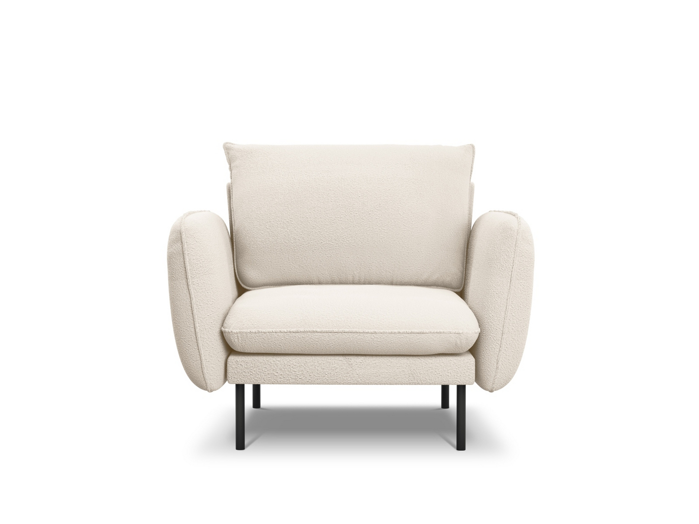 Cosmopolitan Design bouclé-lenestol, "Vienna", 1-seter, 97 × 94 × 95 cm, Ascot, svarte metallben
