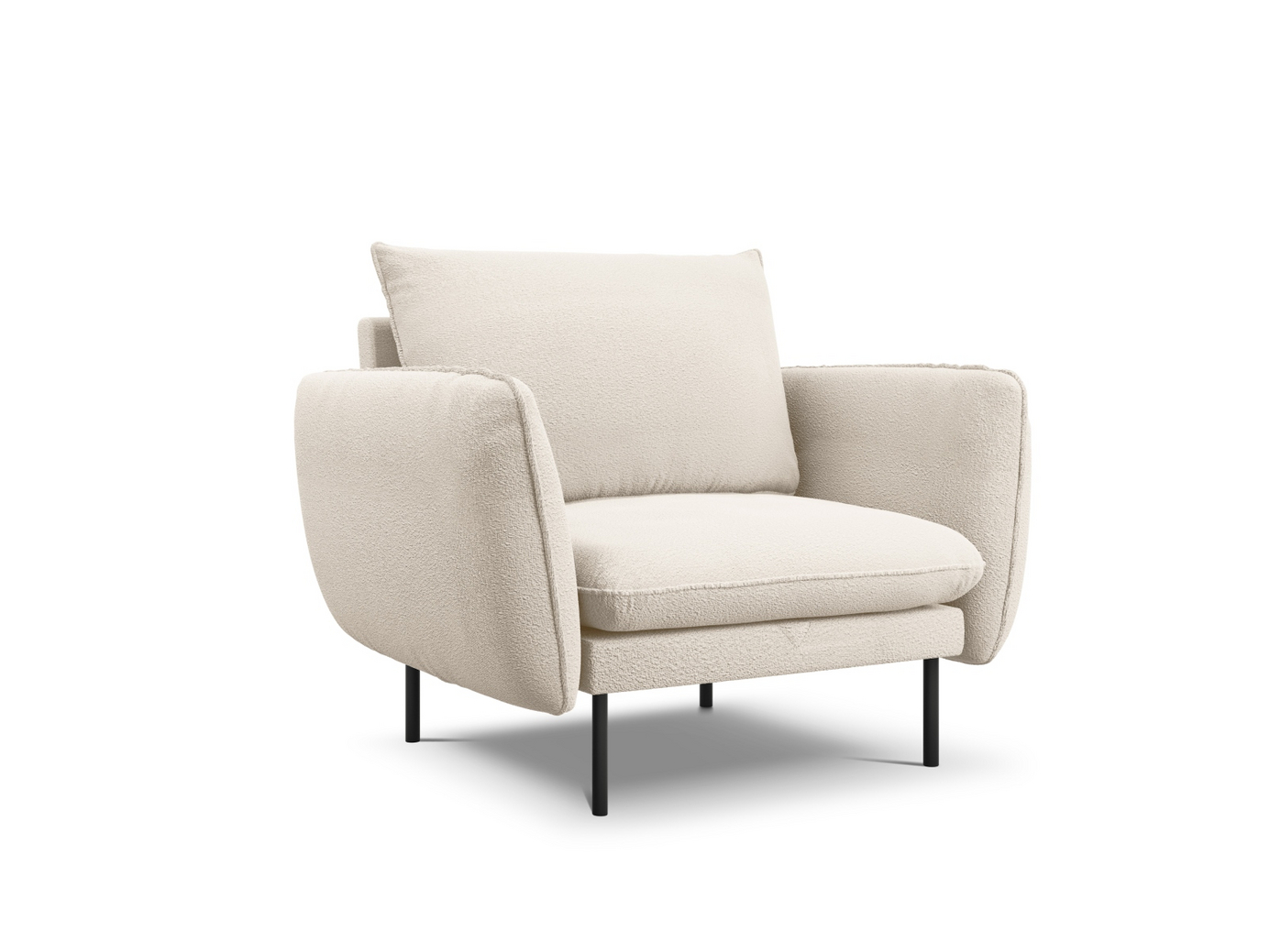 Cosmopolitan Design bouclé-lenestol, "Vienna", 1-seter, 97 × 94 × 95 cm, Ascot, svarte metallben