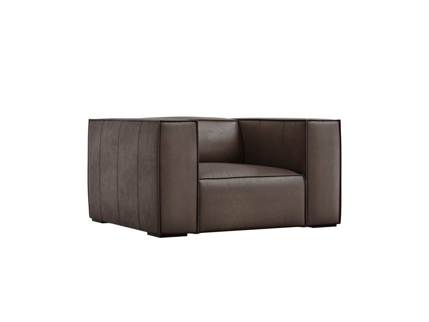 Cosmopolitan Design ekte skinn lenestol, "Turin", 1-seter, 113 × 95 × 68 cm, Granada, ben i svart bøk