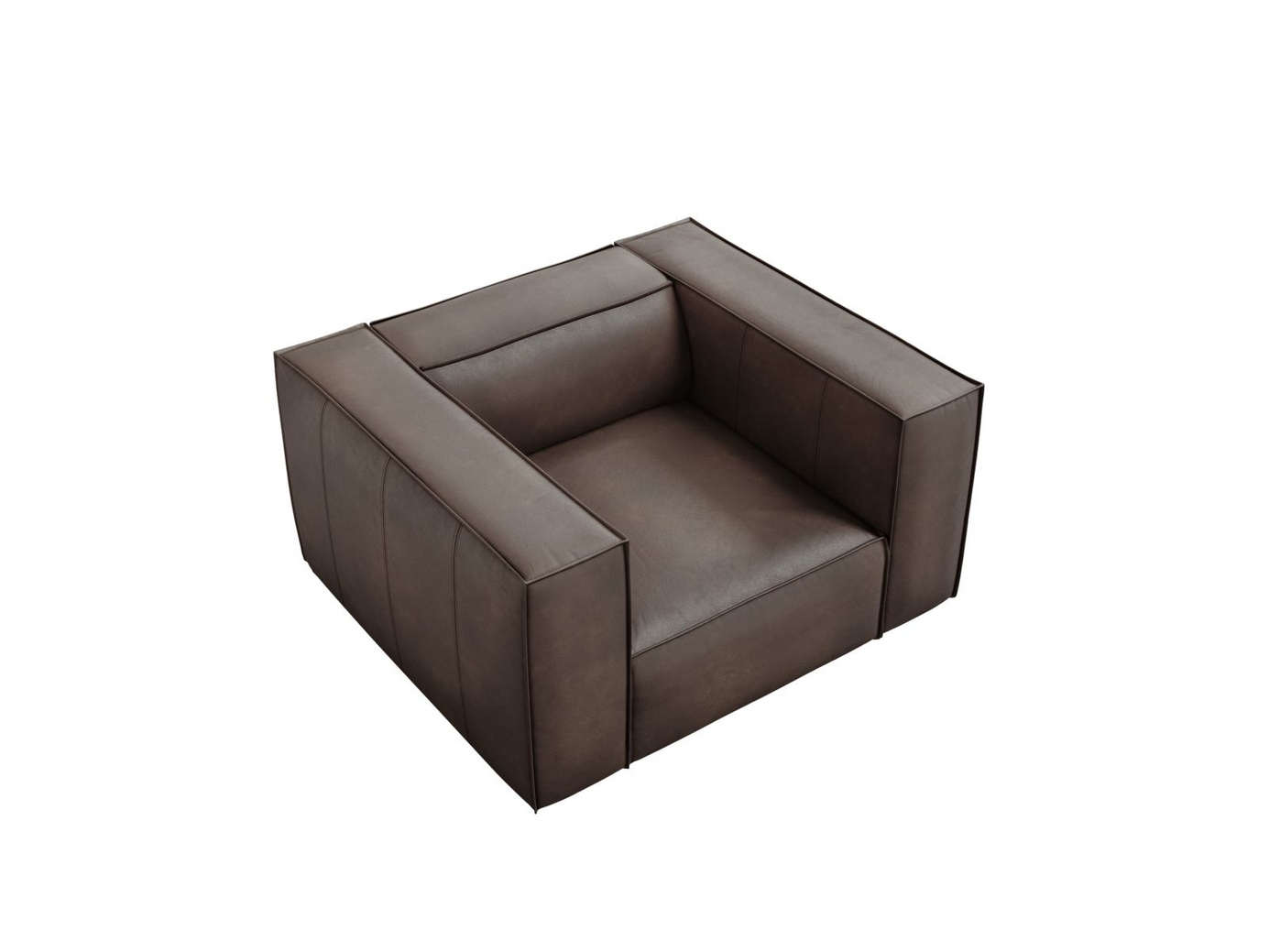 Cosmopolitan Design ekte skinn lenestol, "Turin", 1-seter, 113 × 95 × 68 cm, Granada, ben i svart bøk