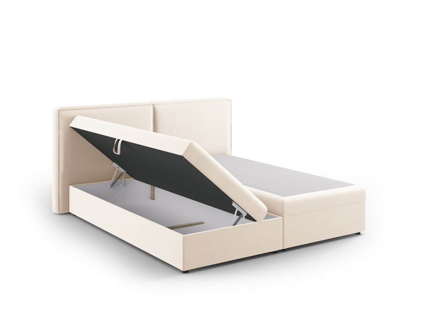 Cosmopolitan Design kontinentalseng, "Arendal", 166 × 210 × 100 cm, Bluvel, svarte plastben