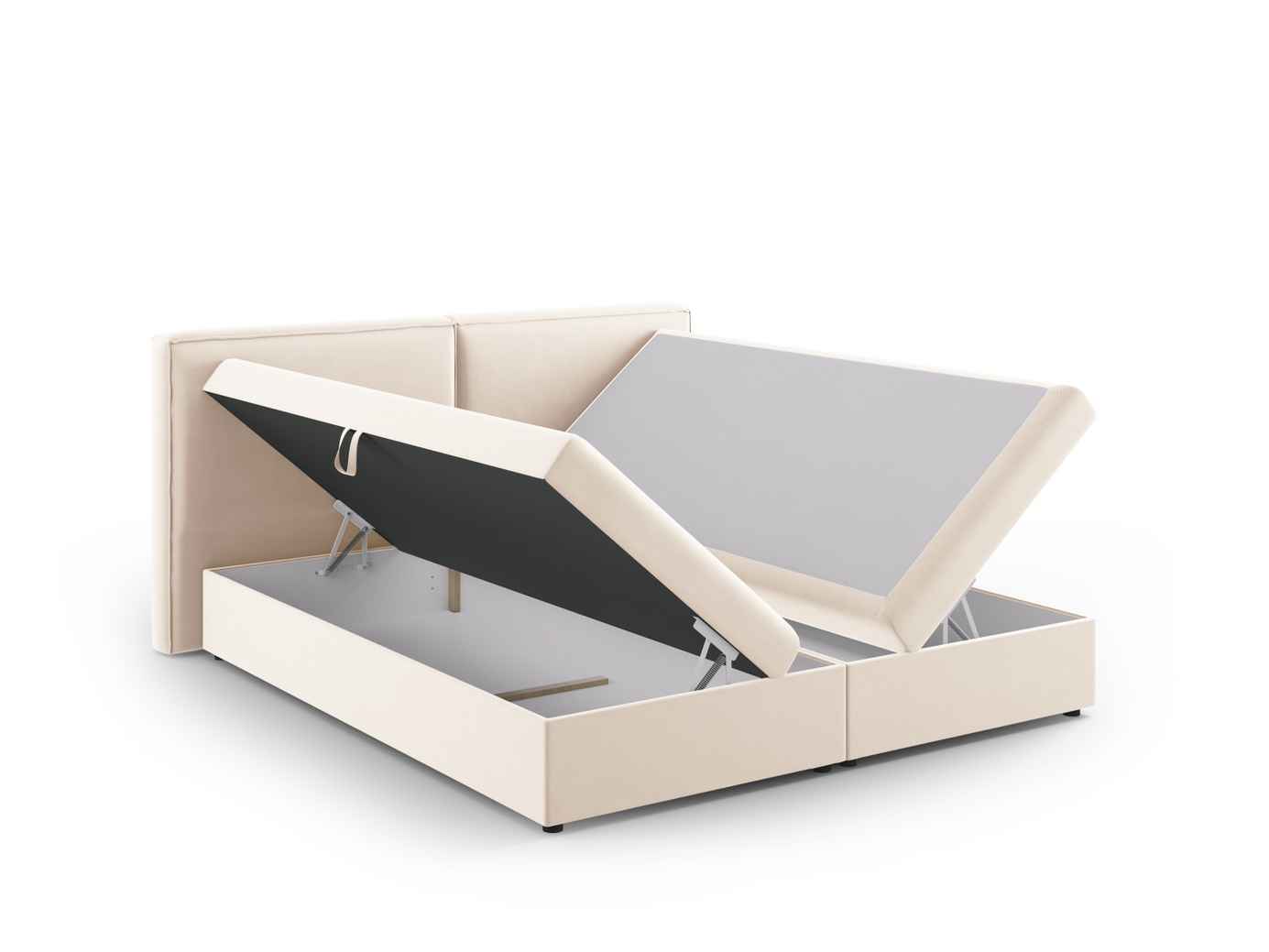 Cosmopolitan Design kontinentalseng, "Arendal", 166 × 210 × 100 cm, Bluvel, svarte plastben