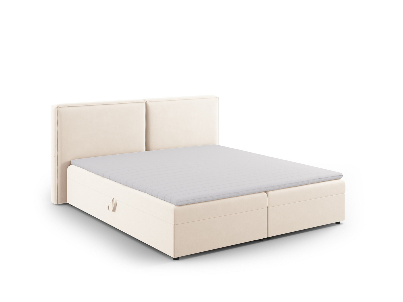 Cosmopolitan Design kontinentalseng, "Arendal", 166 × 210 × 100 cm, Bluvel, svarte plastben