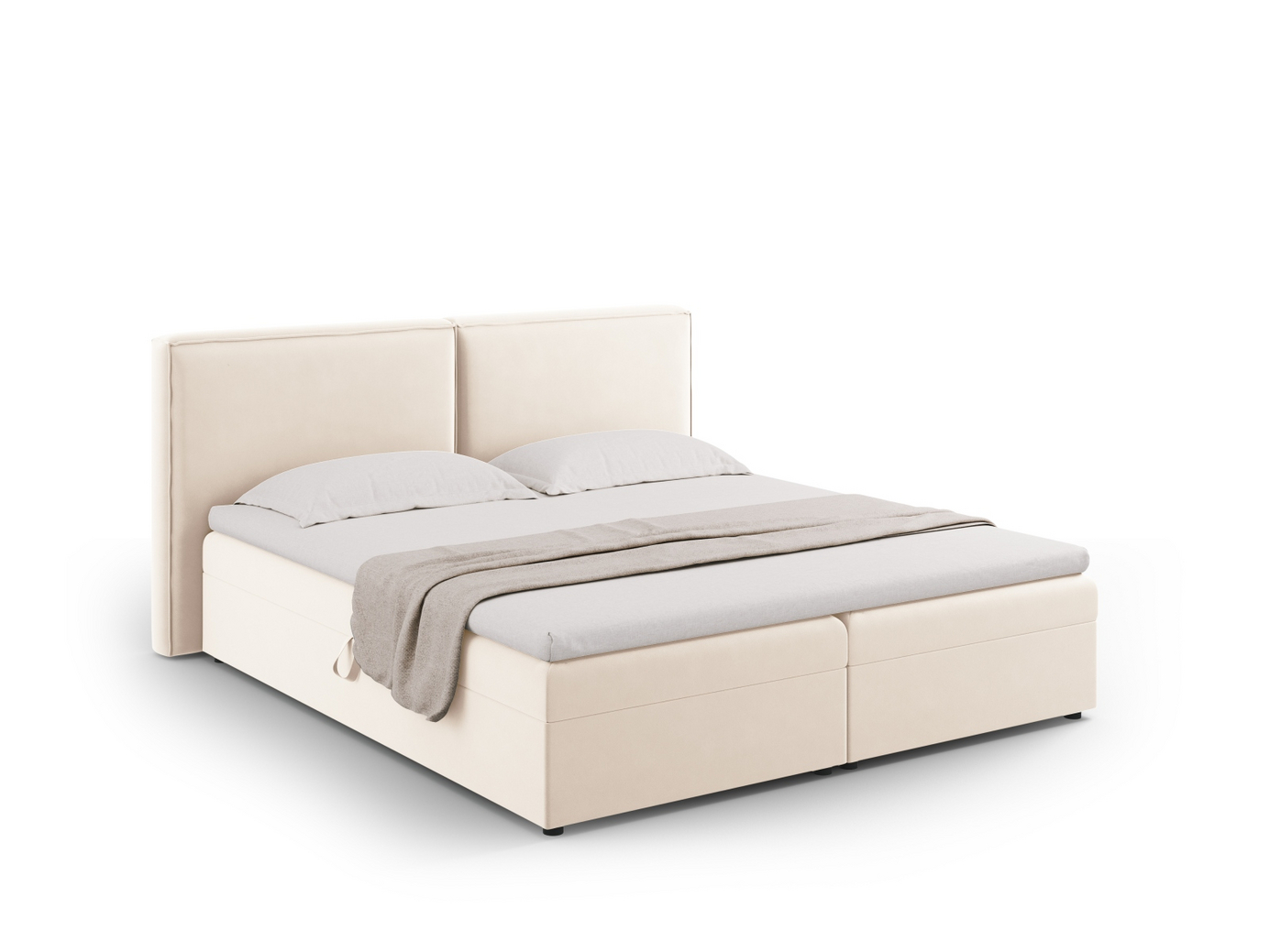 Cosmopolitan Design kontinentalseng, "Arendal", 166 × 210 × 100 cm, Bluvel, svarte plastben