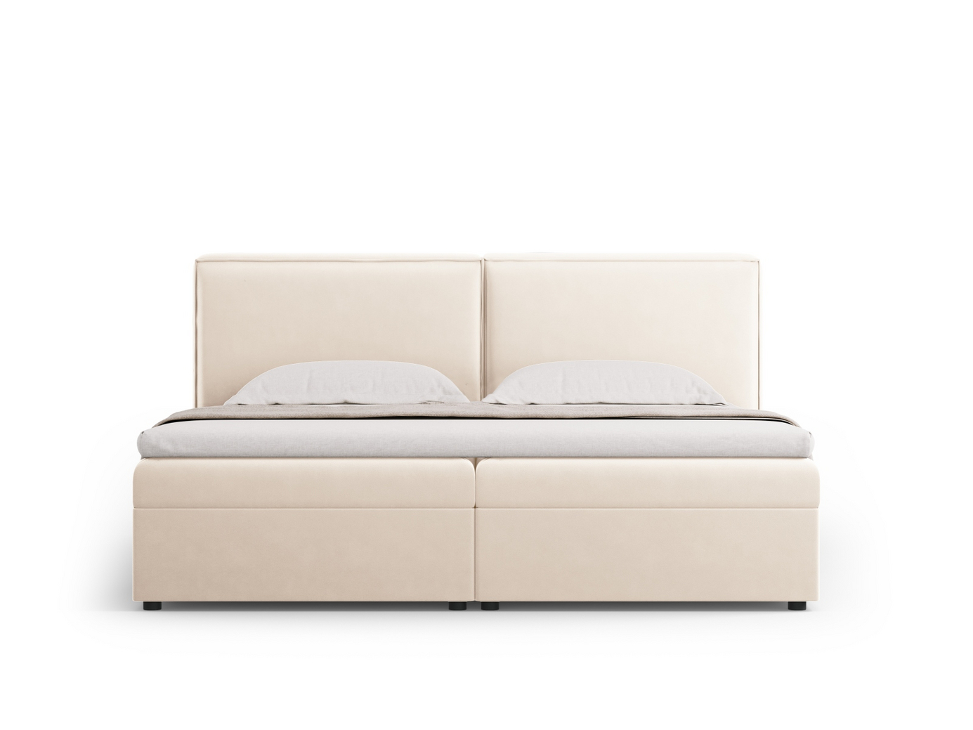 Cosmopolitan Design kontinentalseng, "Arendal", 186 × 210 × 100 cm, Bluvel, svarte plastben