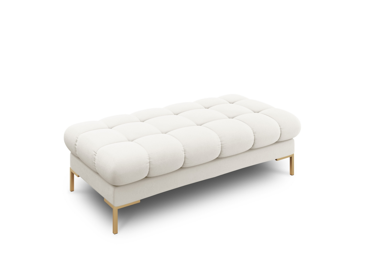 Cosmopolitan Design benk, "Bali", 2-seter, 133 × 62 × 40 cm, Neve, gullfargede metallben