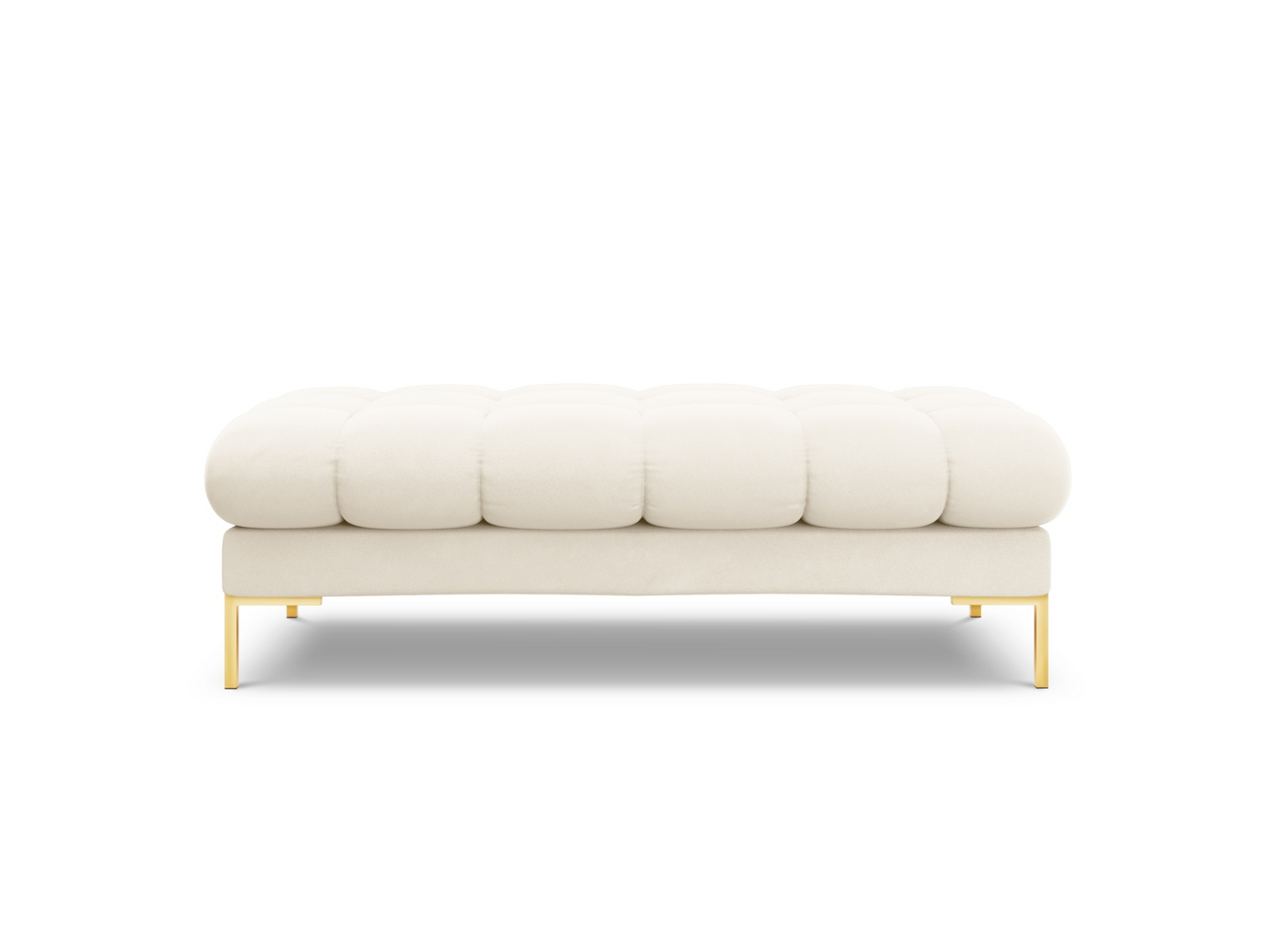 Cosmopolitan Design fløyelsbenk, "Bali", 2-seter, 133 × 62 × 40 cm, Bluvel, gullfargede metallben