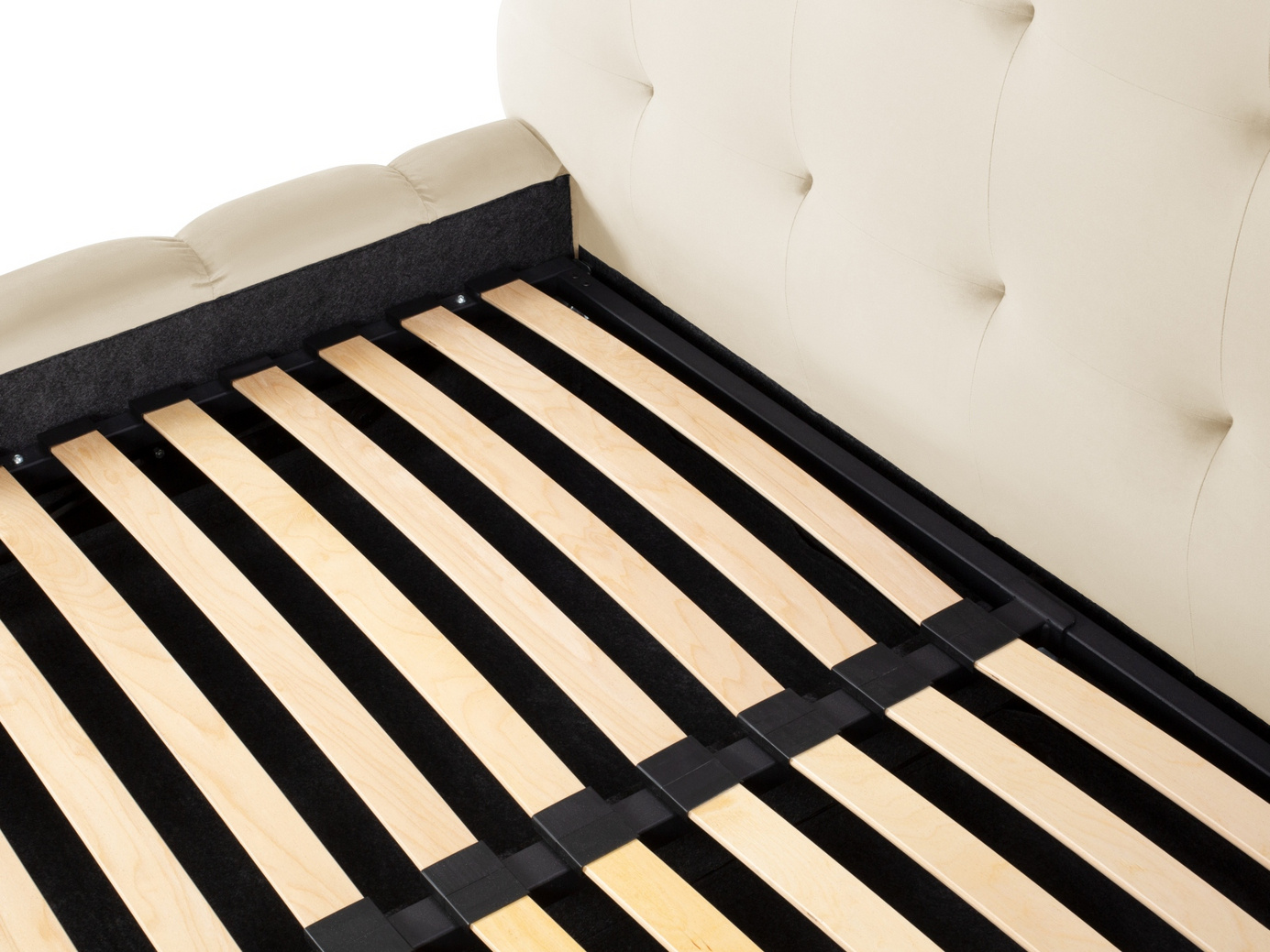 Cosmopolitan Design fløyelsseng med oppbevaring og sengegavl, "Bali", 165 × 230 × 125 cm, Bluvel, svarte plastben