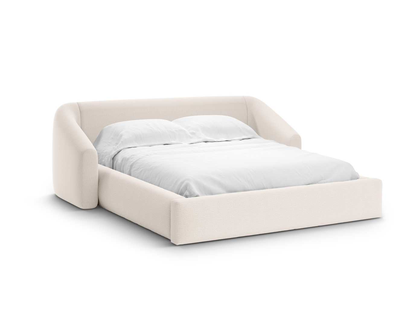 Cosmopolitan Design seng med oppbevaring og sengegavl, "Campi", 228 × 230 × 80 cm, Moly, svarte plastben