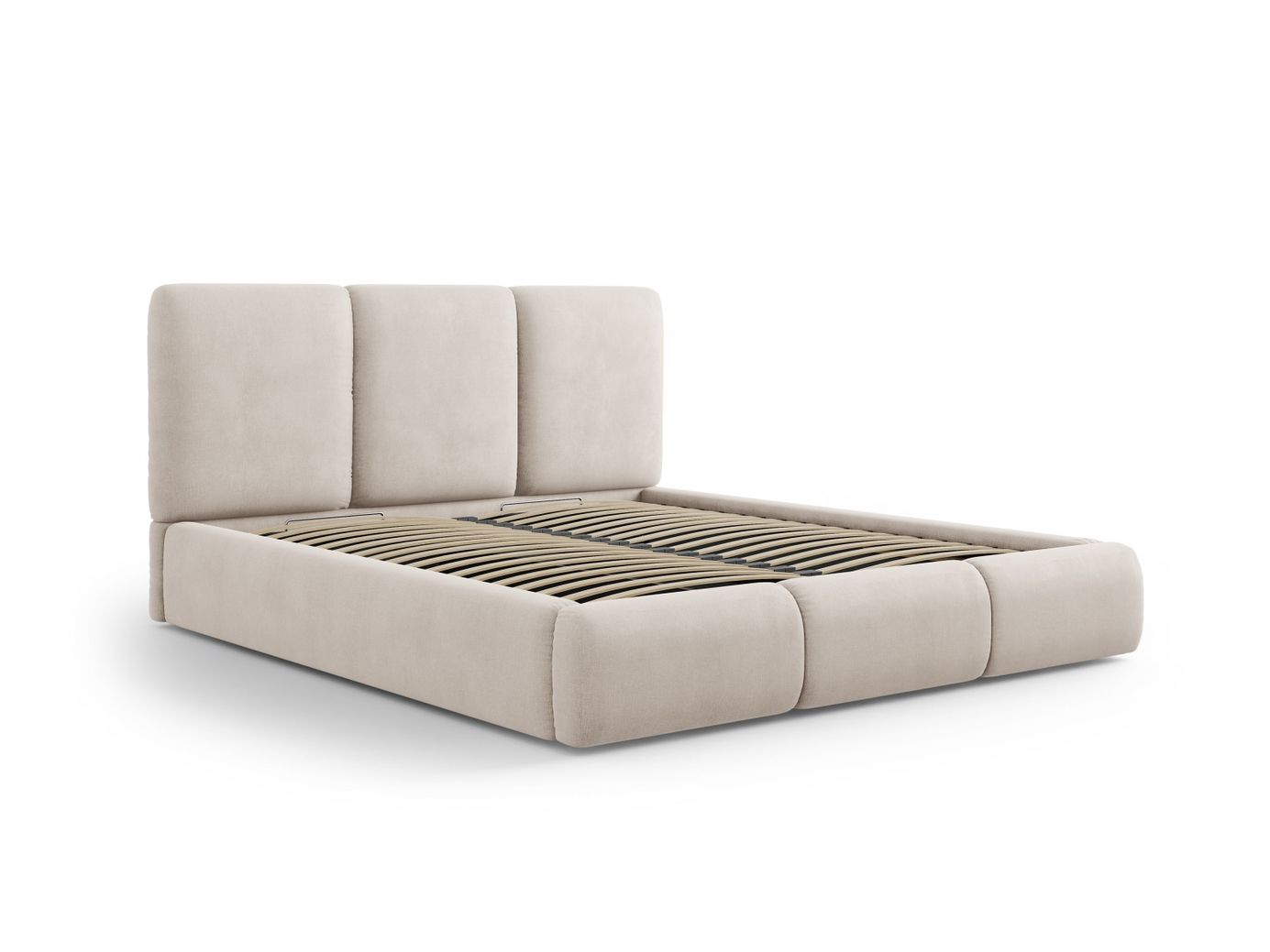 Cosmopolitan Design seng med oppbevaring og sengegavl, "Nicolas", 180 × 220 × 100 cm, Rebel, svarte plastben