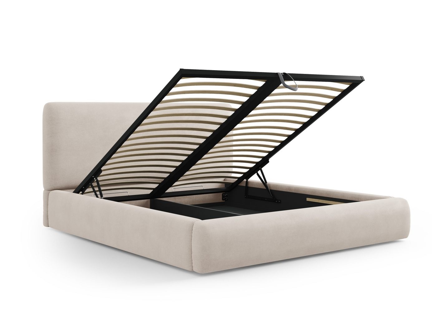 Cosmopolitan Design seng med oppbevaring og sengegavl, "Colonel", 200 × 220 × 100 cm, Rebel, svarte plastben