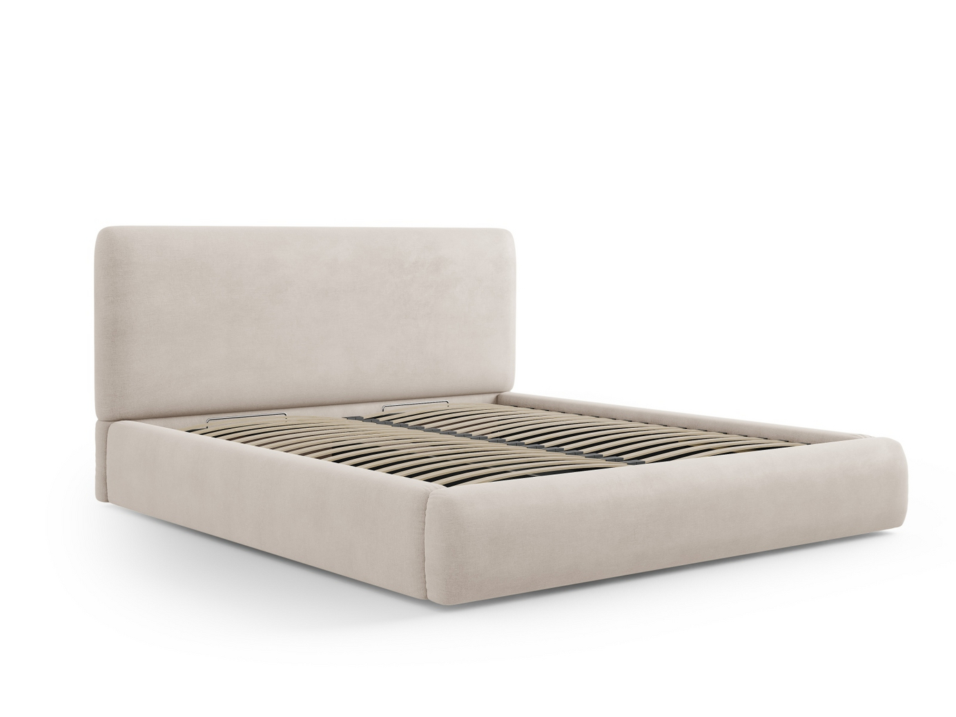 Cosmopolitan Design seng med oppbevaring og sengegavl, "Colonel", 220 × 220 × 100 cm, Rebel, svarte plastben