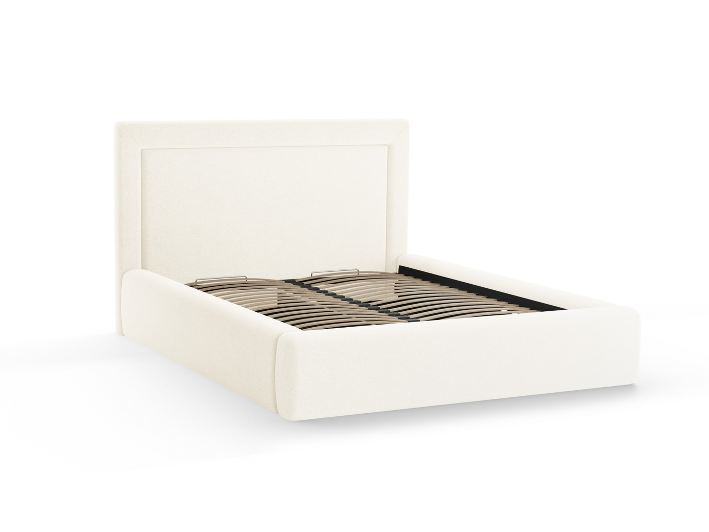 Cosmopolitan Design seng med oppbevaring og sengegavl, "Kemer", 225 × 230 × 120 cm, Wind, svarte plastben