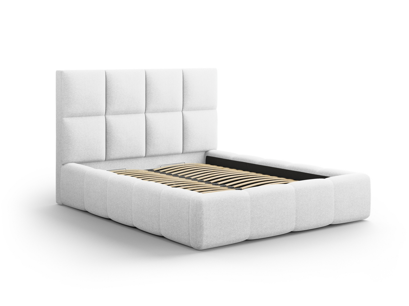 Cosmopolitan Design seng med oppbevaring og sengegavl, "Livigno", 225 × 230 × 125 cm, Solid, svarte plastben