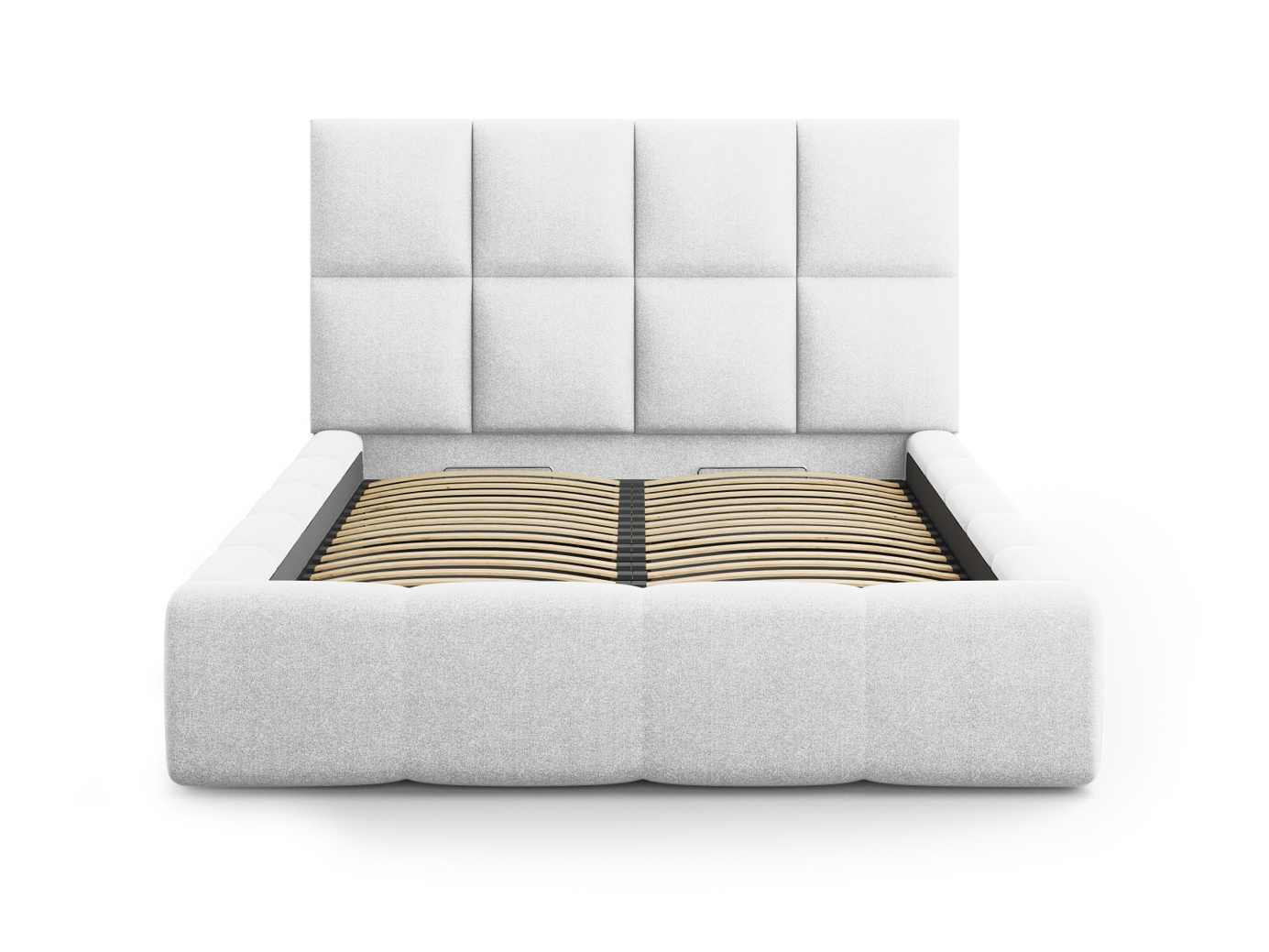 Cosmopolitan Design seng med oppbevaring og sengegavl, "Livigno", 225 × 230 × 125 cm, Solid, svarte plastben