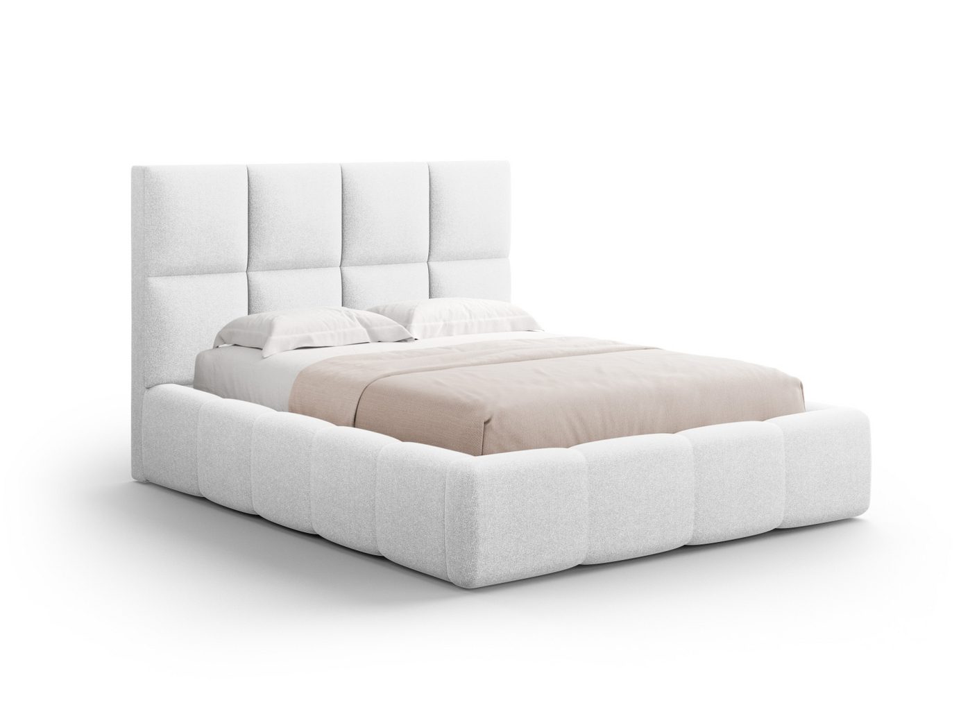 Cosmopolitan Design seng med oppbevaring og sengegavl, "Livigno", 225 × 230 × 125 cm, Solid, svarte plastben