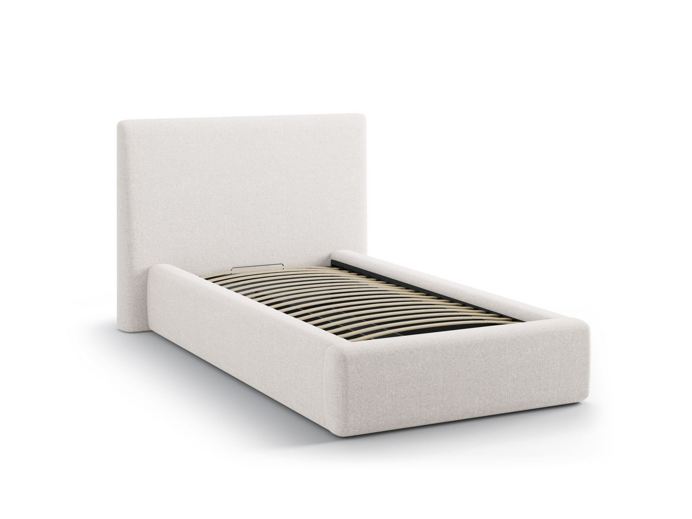 Cosmopolitan Design seng med oppbevaring og sengegavl, "Asti", 130 × 220 × 95 cm, Moly, svarte plastben