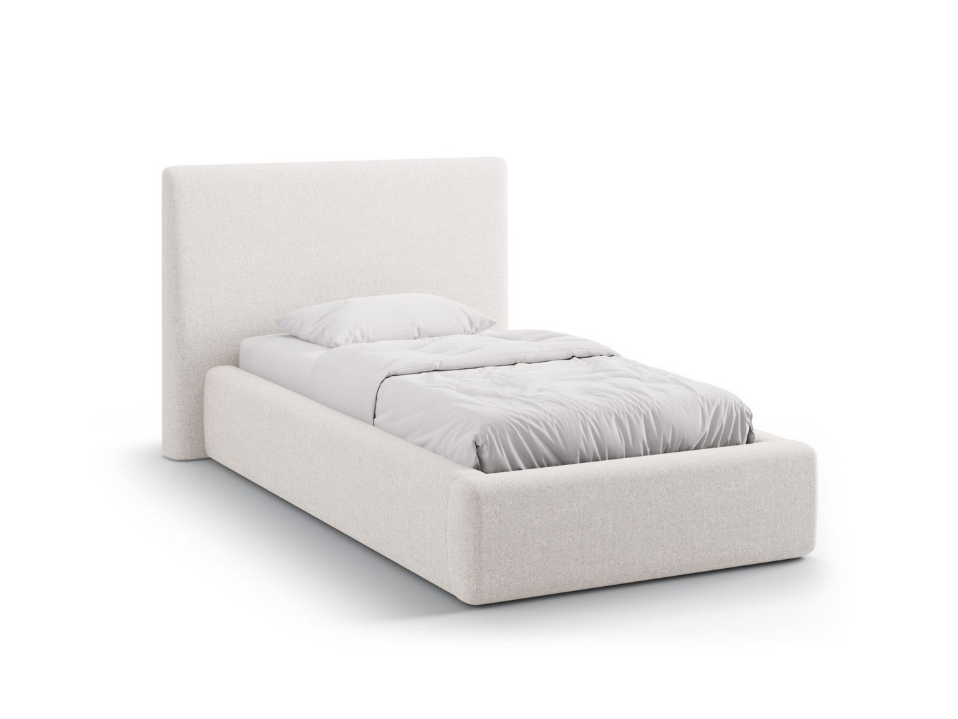 Cosmopolitan Design seng med oppbevaring og sengegavl, "Asti", 130 × 220 × 95 cm, Moly, svarte plastben