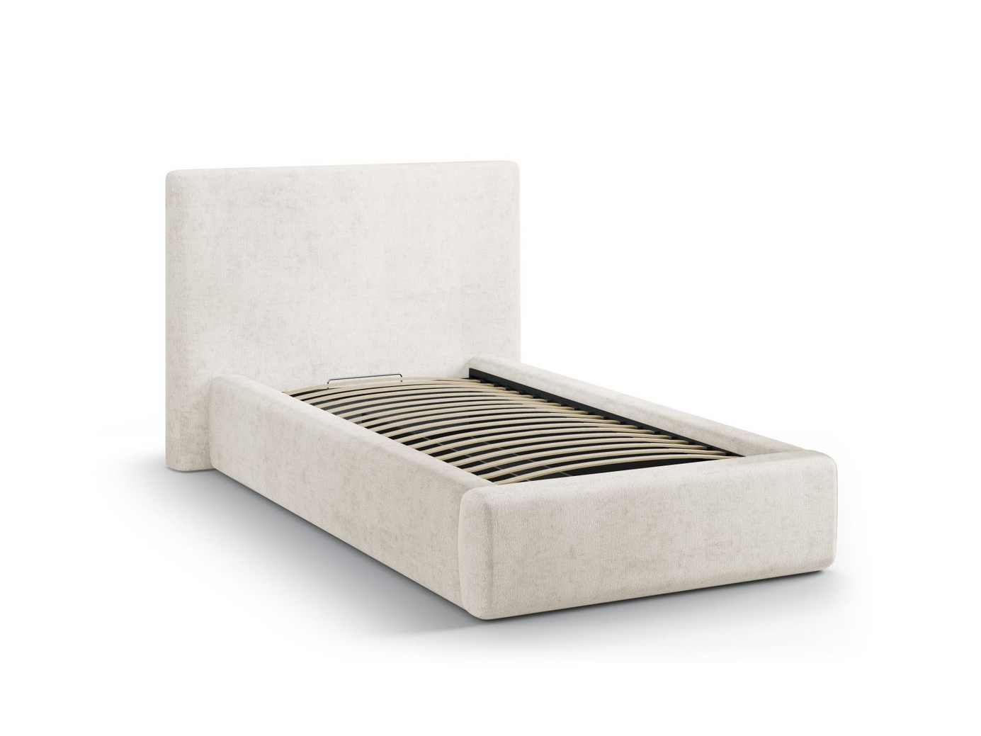 Cosmopolitan Design seng med oppbevaring og sengegavl, "Asti", 130 × 220 × 95 cm, Perfect Harmony, svarte plastben