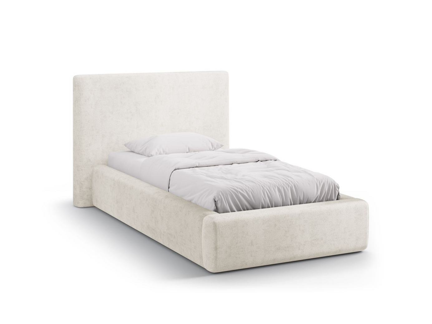 Cosmopolitan Design seng med oppbevaring og sengegavl, "Asti", 130 × 220 × 95 cm, Perfect Harmony, svarte plastben