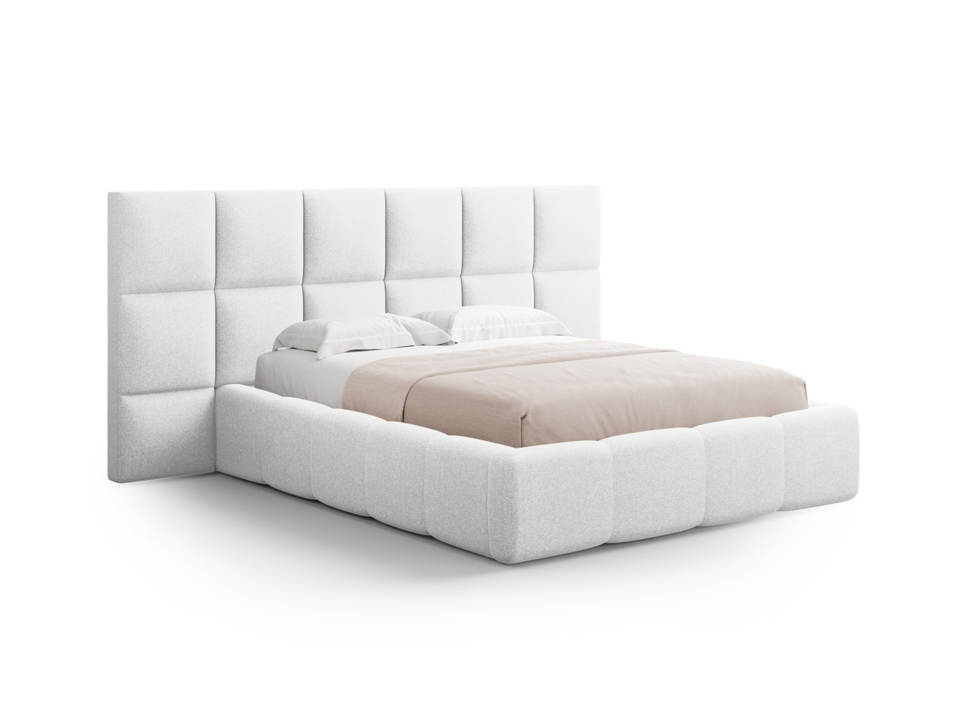 Cosmopolitan Design seng med oppbevaring og sengegavl, "Livigno", 200 × 230 × 125 cm, Solid, svarte plastben