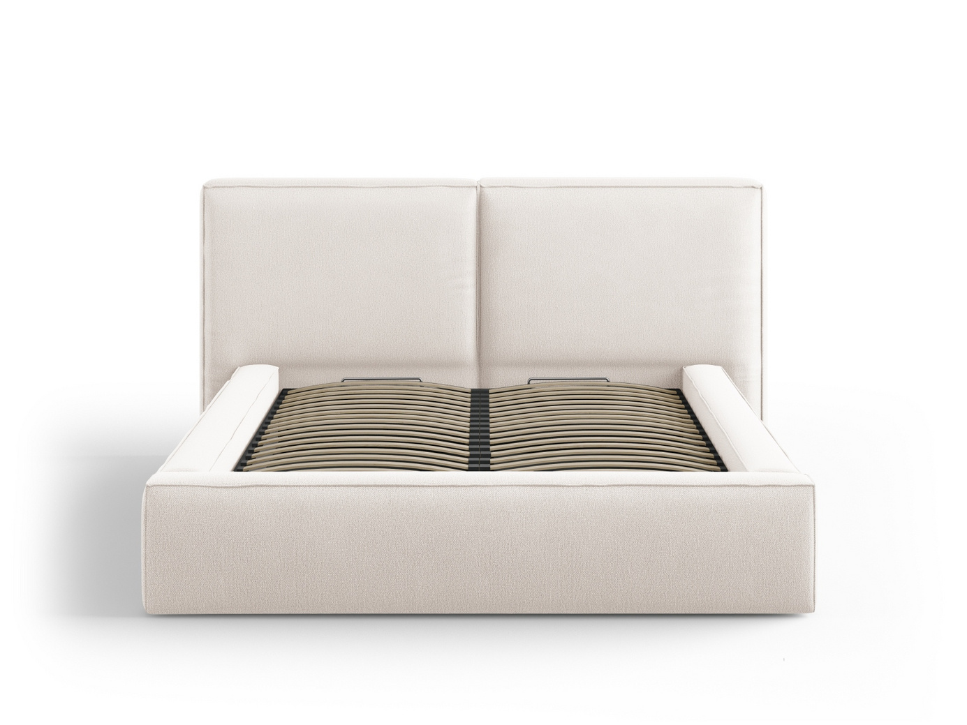 Cosmopolitan Design seng med oppbevaring og dobbel sengegavl, "Arendal", 194 × 228 × 97,5 cm, Megan, svarte plastben