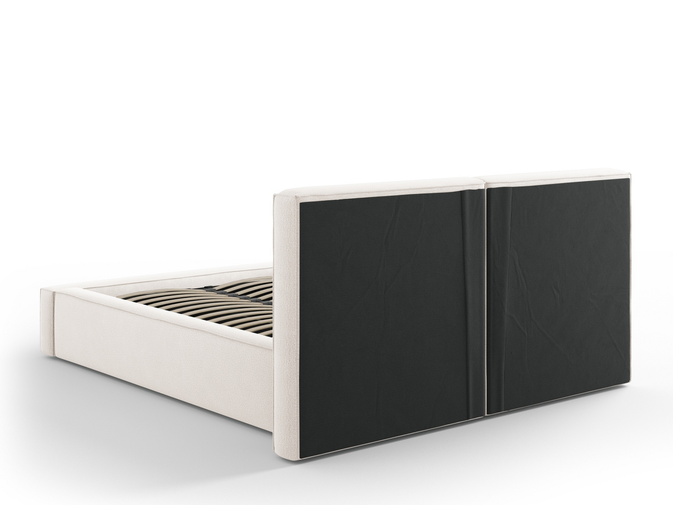 Cosmopolitan Design seng med oppbevaring og dobbel sengegavl, "Arendal", 194 × 228 × 97,5 cm, Megan, svarte plastben