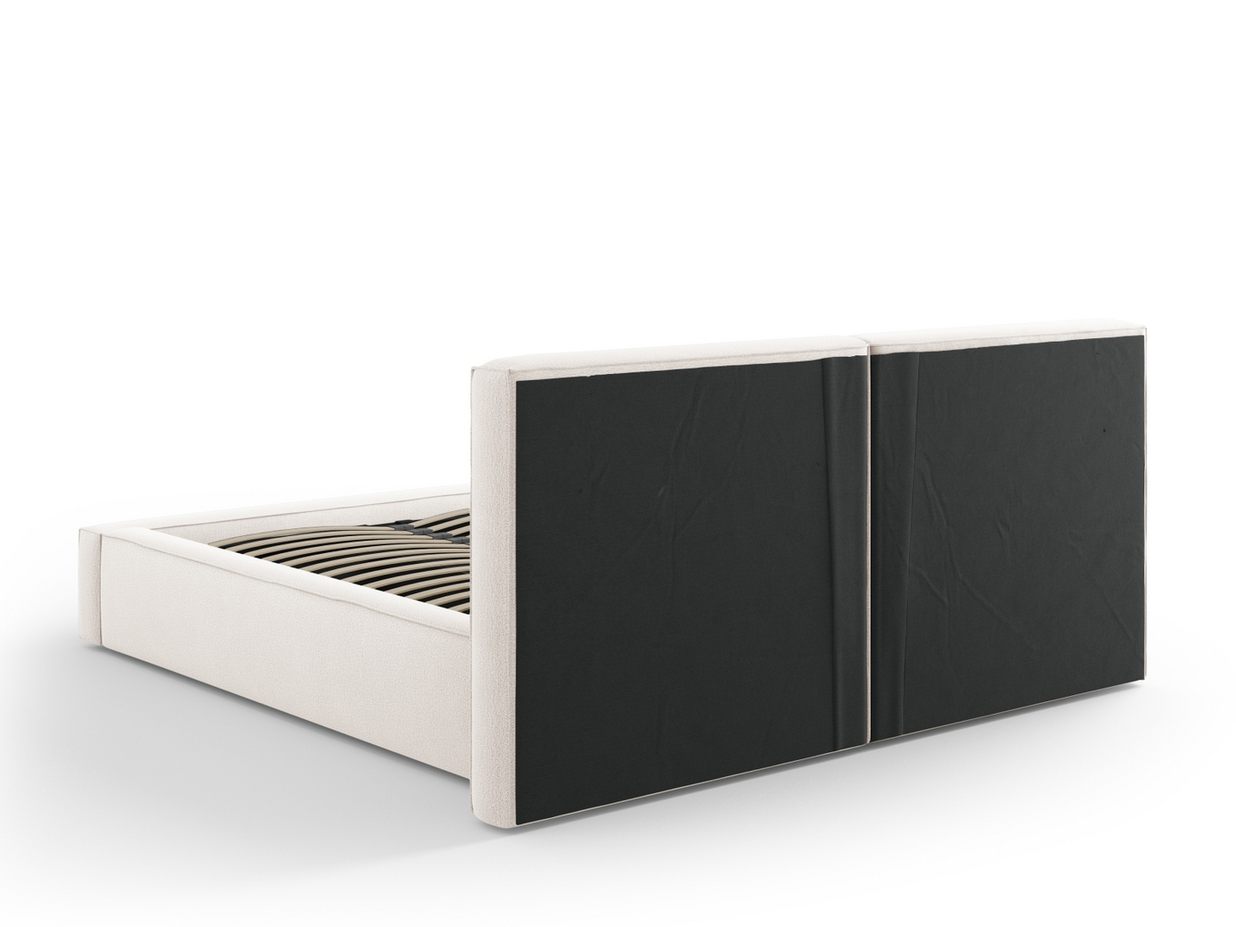 Cosmopolitan Design seng med oppbevaring og dobbel sengegavl, "Arendal", 214 × 228 × 97,5 cm, Megan, svarte plastben