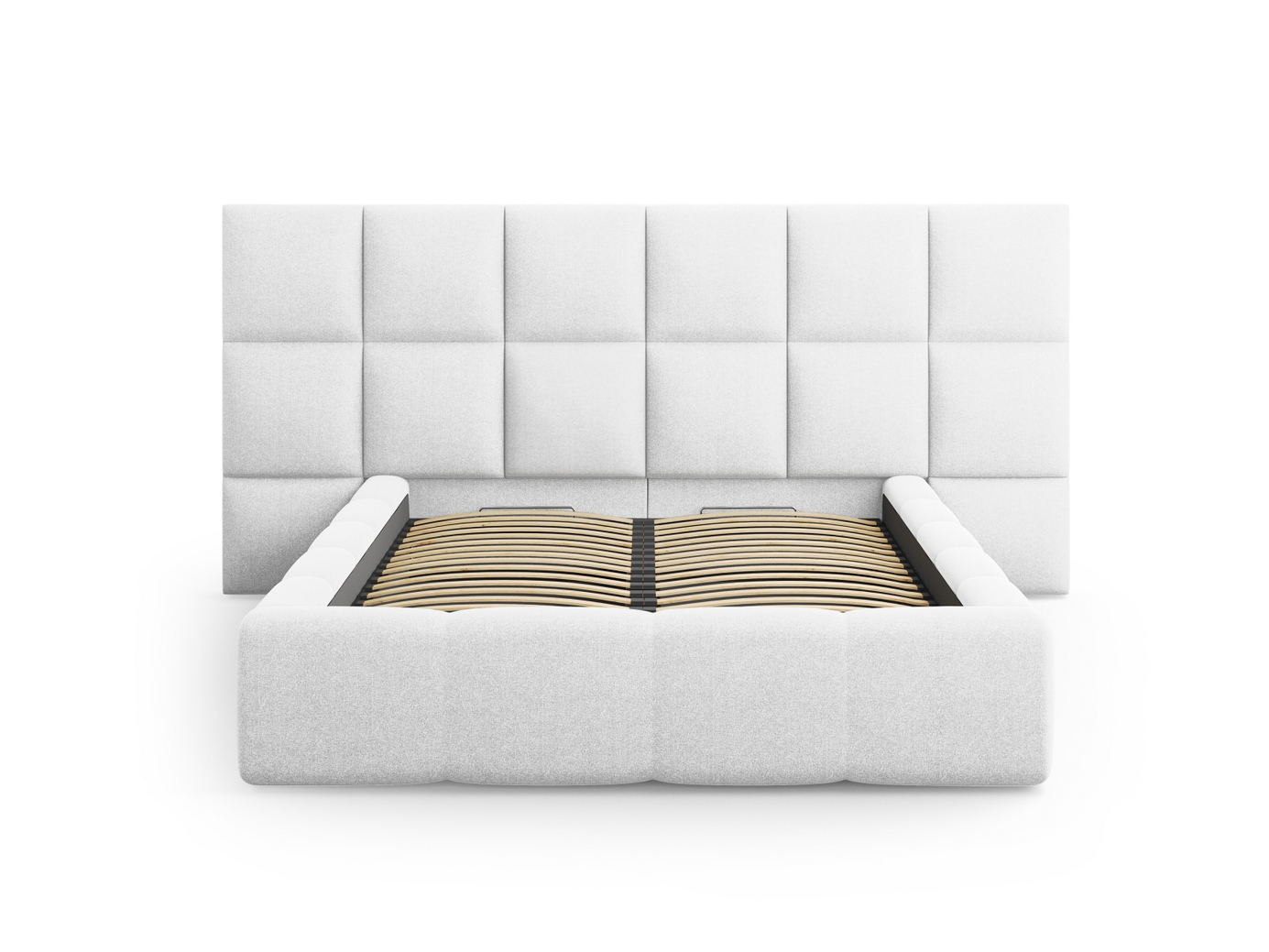Cosmopolitan Design seng med oppbevaring og sengegavl, "Livigno", 300 × 230 × 125 cm, Solid, svarte plastben