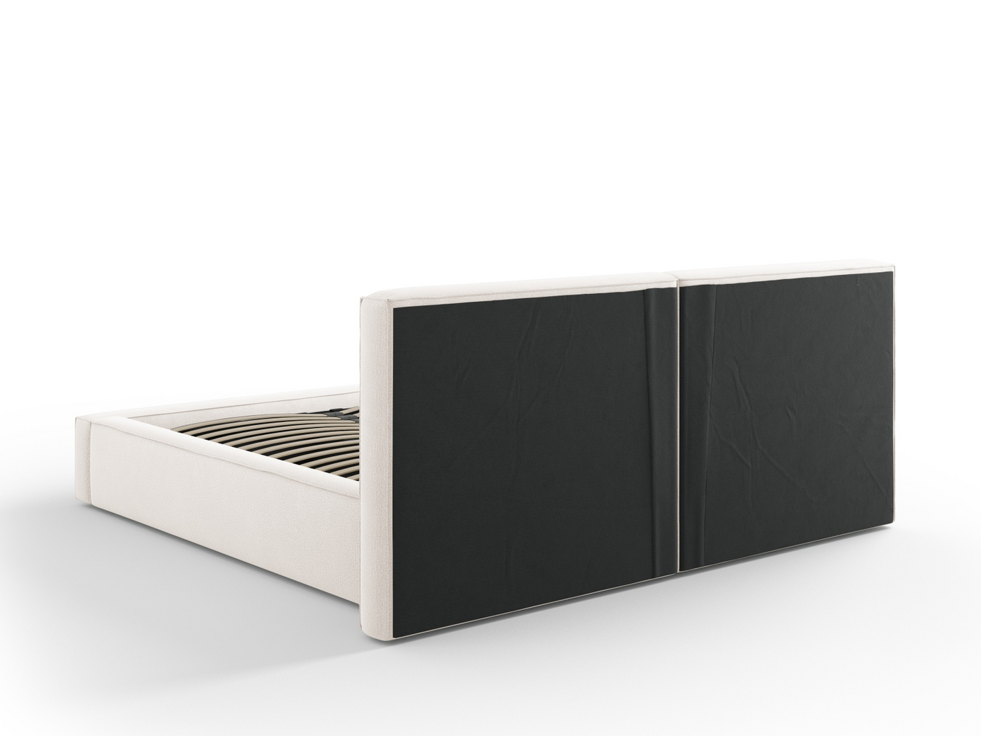 Cosmopolitan Design seng med oppbevaring og dobbel sengegavl, "Arendal", 234 × 228 × 97,5 cm, Megan, svarte plastben