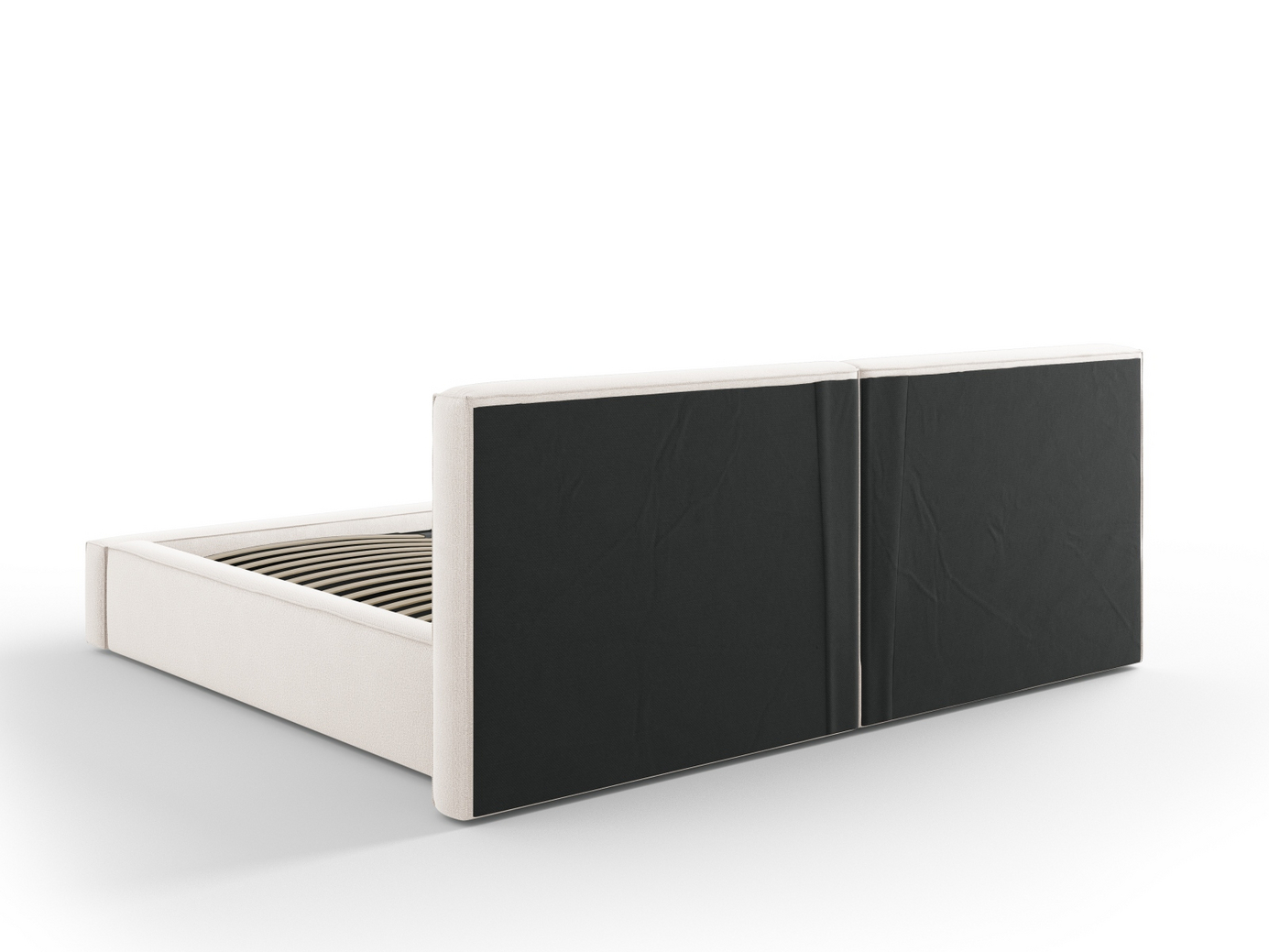 Cosmopolitan Design seng med oppbevaring og dobbel sengegavl, "Arendal", 251 × 228 × 97,5 cm, Megan, svarte plastben