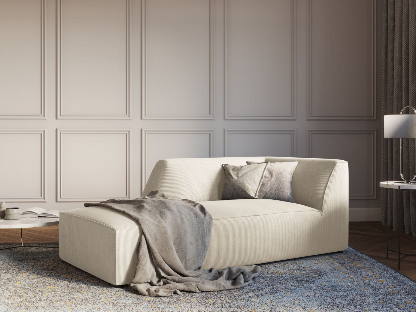 Cosmopolitan Design venstrevendt sjeselong, "Siena", 1-seter, 93 × 181 × 69 cm, Scala, svarte plastben