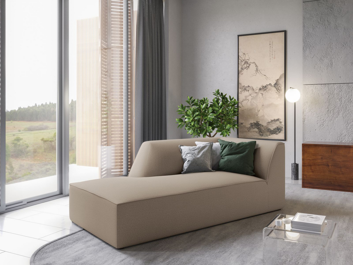 Cosmopolitan Design venstrevendt sjeselong, "Siena", 1-seter, 93 × 181 × 69 cm, Ottawa, svarte plastben
