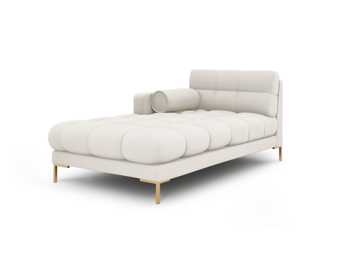 Cosmopolitan Design venstrevendt sjeselong, "Bali", 1-seter, 102 × 185 × 75 cm, Neve, gullfargede metallben