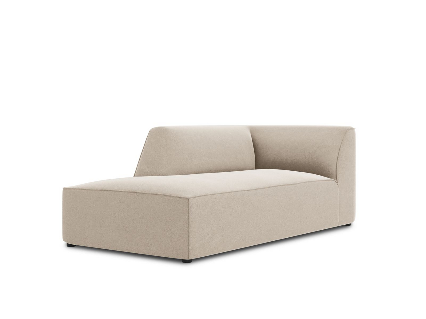 Cosmopolitan Design venstrevendt fløyelssjeselong, "Siena", 1-seter, 93 × 181 × 69 cm, Salvador, svarte plastben
