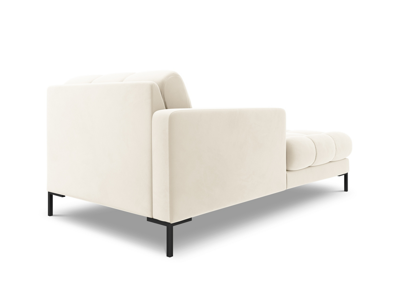 Cosmopolitan Design venstrevendt fløyelssjeselong, "Bali", 1-seter, 102 × 185 × 75 cm, Bluvel, svarte metallben