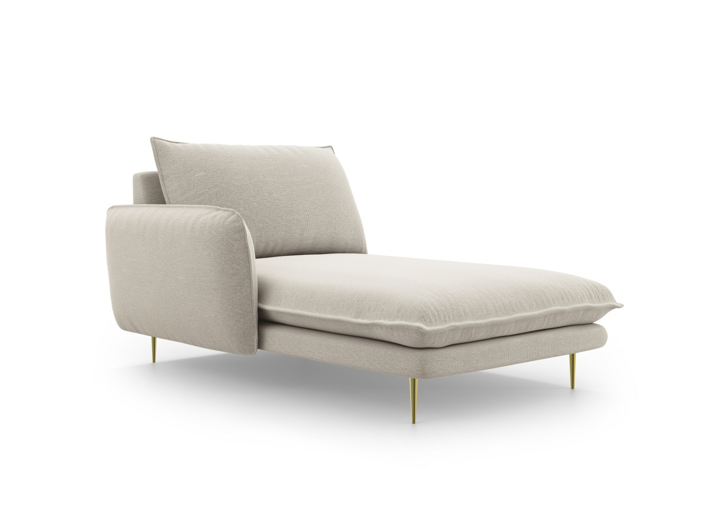 Cosmopolitan Design venstrevendt sjeselong, "Vienna", 1-seter, 110 × 170 × 95 cm, Positano, gullfargede metallben